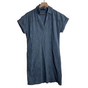 prAna Ladyland Dress Size XS – Blue Eyelets, 100% Organic Cotton